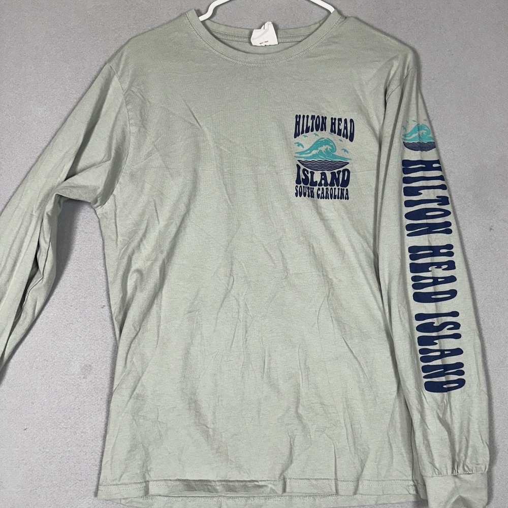 Southern Spirit T-Shirt Mens Medium Hilton Head Island Green Graphic Long Sleeve